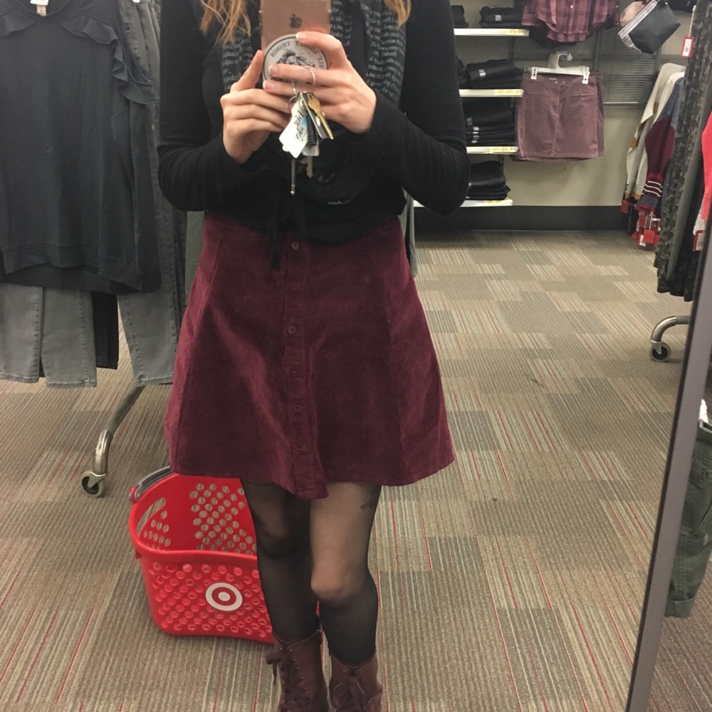 Burgundy Corduroy Skirt by Brandy Melville
